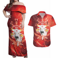 Personalized Boi Garantido Couples Matching Off Shoulder Maxi Dress and Hawaiian Shirt Brazil Folklore Festival - Wonder Print Shop