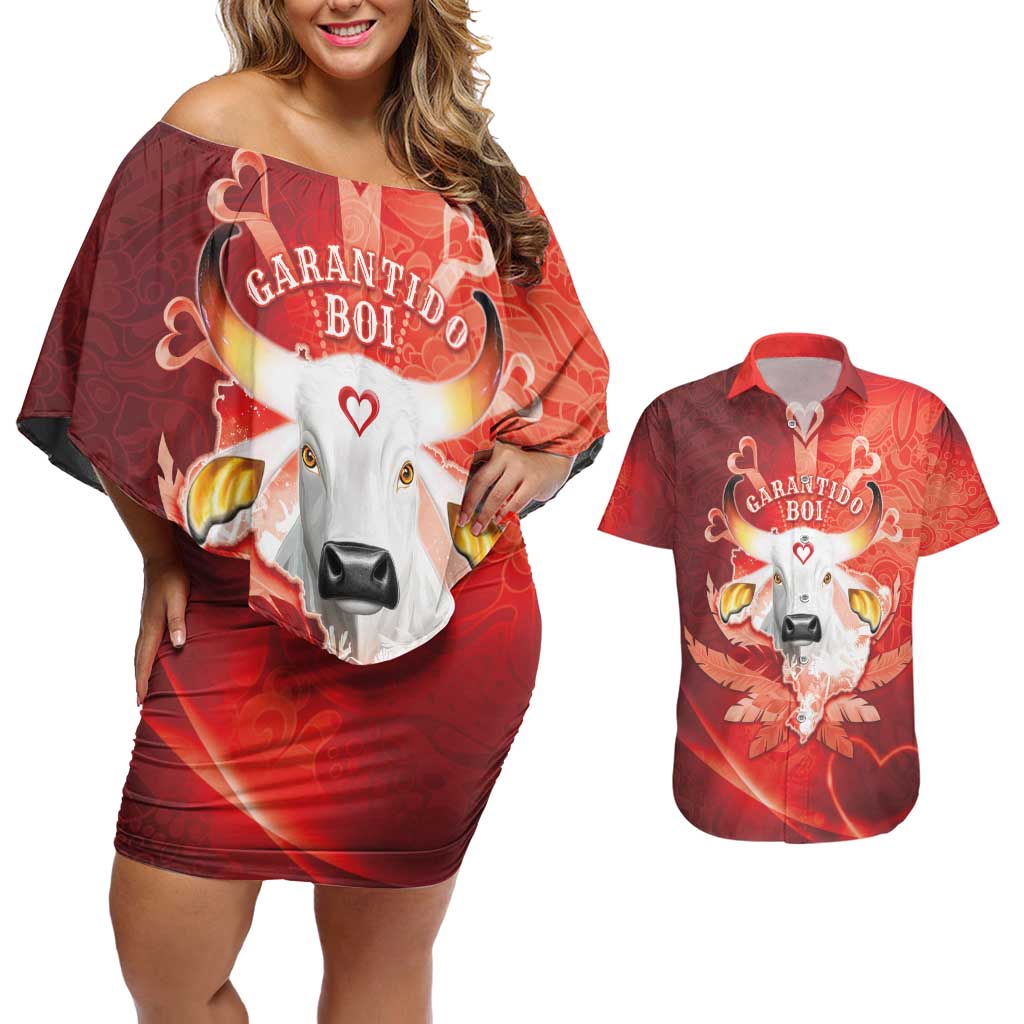 Personalized Boi Garantido Couples Matching Off Shoulder Short Dress and Hawaiian Shirt Brazil Folklore Festival - Wonder Print Shop