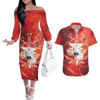 Personalized Boi Garantido Couples Matching Off The Shoulder Long Sleeve Dress and Hawaiian Shirt Brazil Folklore Festival - Wonder Print Shop