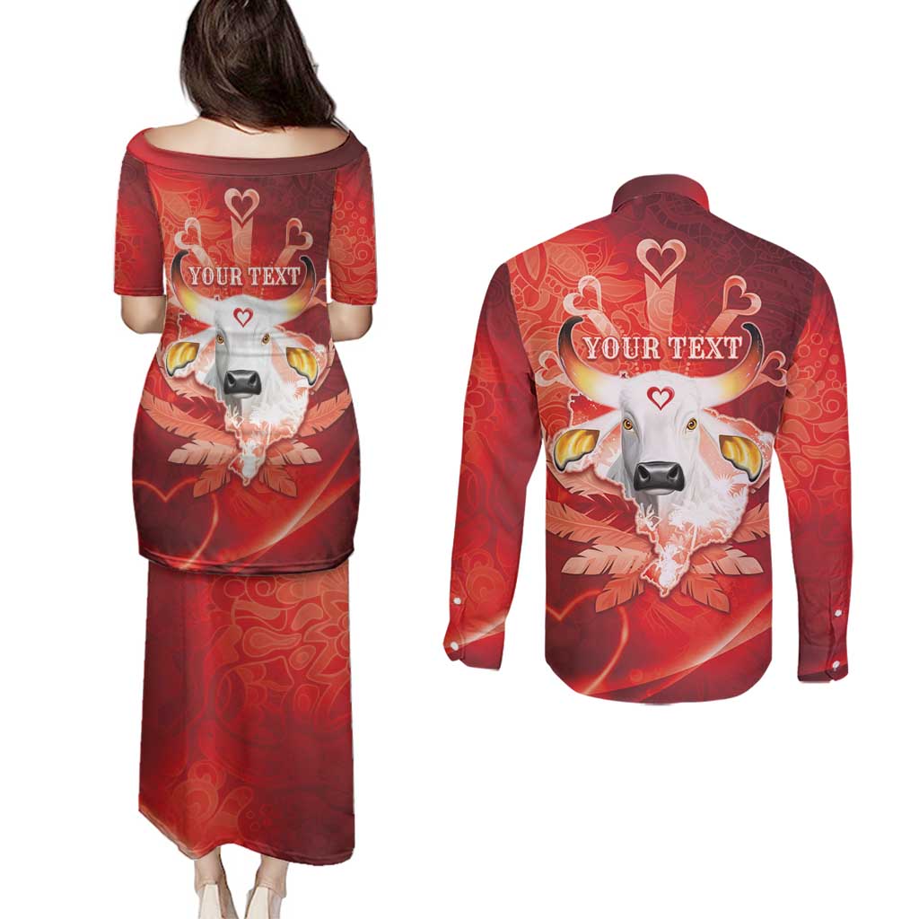 Personalized Boi Garantido Couples Matching Puletasi and Long Sleeve Button Shirt Brazil Folklore Festival - Wonder Print Shop