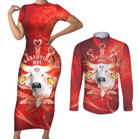 Personalized Boi Garantido Couples Matching Short Sleeve Bodycon Dress and Long Sleeve Button Shirt Brazil Folklore Festival - Wonder Print Shop