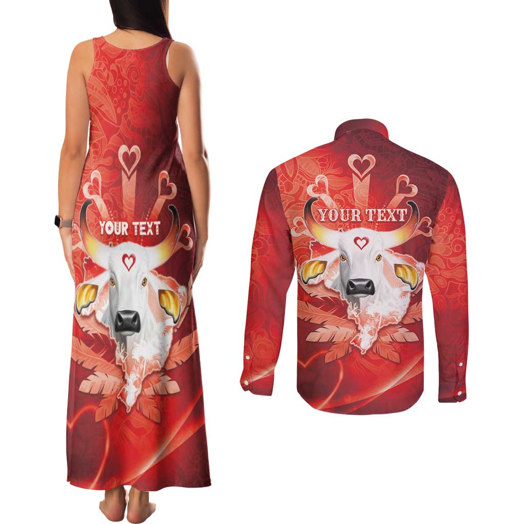 Personalized Boi Garantido Couples Matching Tank Maxi Dress and Long Sleeve Button Shirt Brazil Folklore Festival - Wonder Print Shop