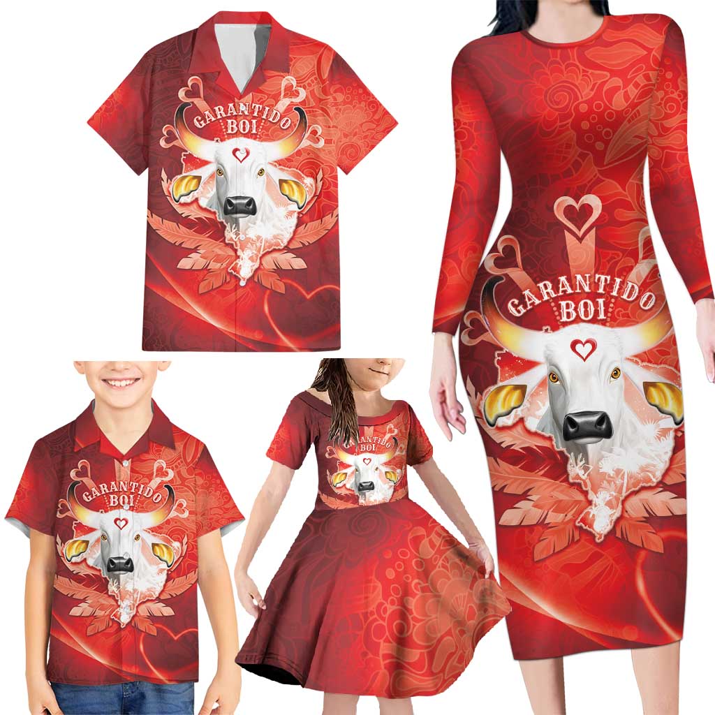 Personalized Boi Garantido Family Matching Long Sleeve Bodycon Dress and Hawaiian Shirt Brazil Folklore Festival - Wonder Print Shop