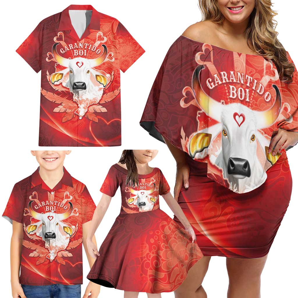 Personalized Boi Garantido Family Matching Off Shoulder Short Dress and Hawaiian Shirt Brazil Folklore Festival - Wonder Print Shop