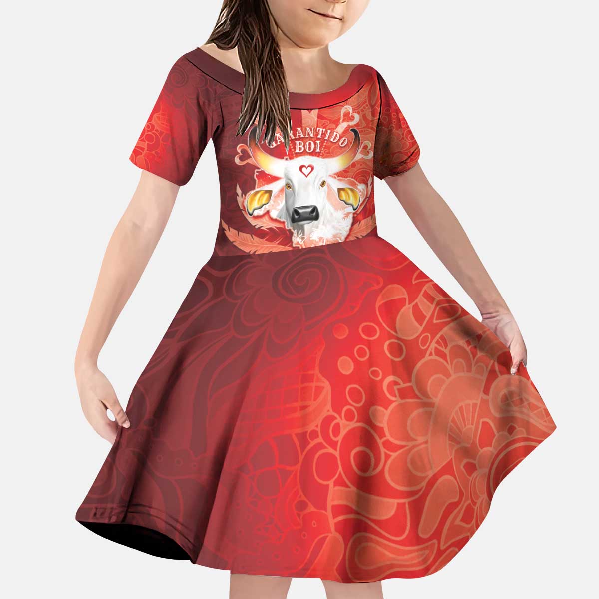 Personalized Boi Garantido Kid Short Sleeve Dress Brazil Folklore Festival - Wonder Print Shop