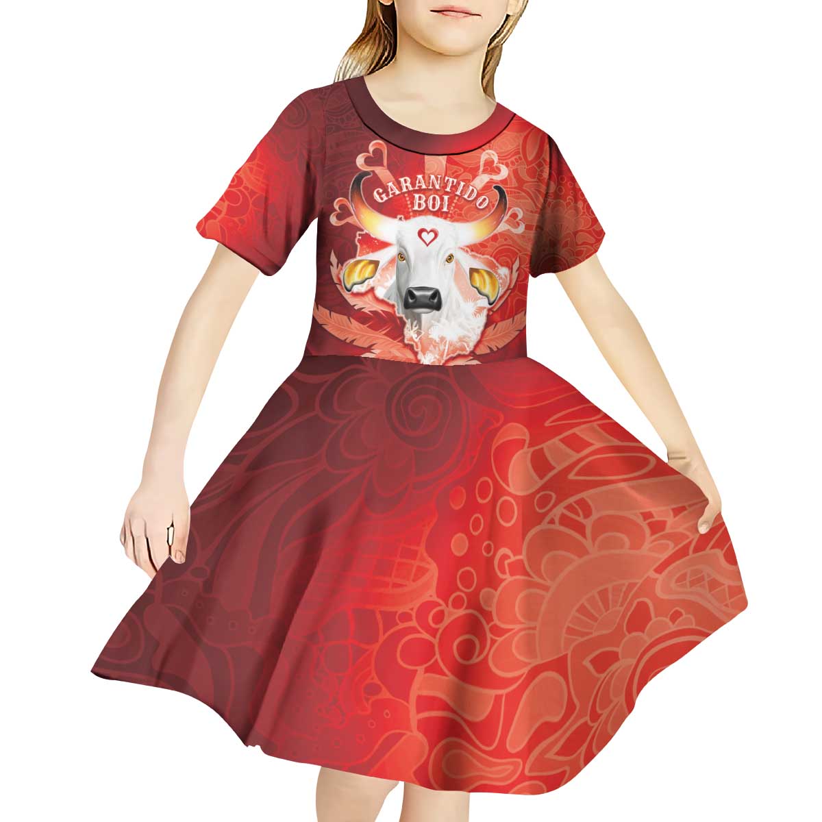 Personalized Boi Garantido Kid Short Sleeve Dress Brazil Folklore Festival - Wonder Print Shop
