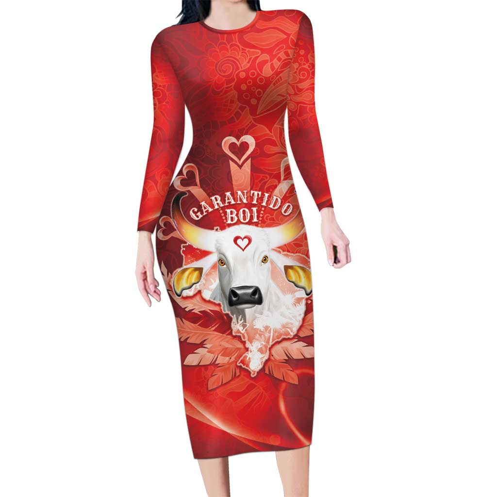 Personalized Boi Garantido Long Sleeve Bodycon Dress Brazil Folklore Festival - Wonder Print Shop