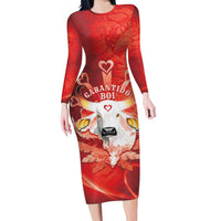 Personalized Boi Garantido Long Sleeve Bodycon Dress Brazil Folklore Festival - Wonder Print Shop