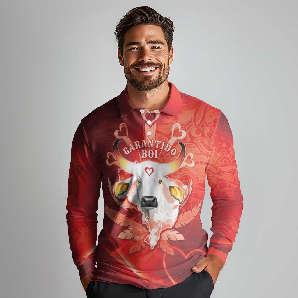 Personalized Boi Garantido Long Sleeve Polo Shirt Brazil Folklore Festival - Wonder Print Shop