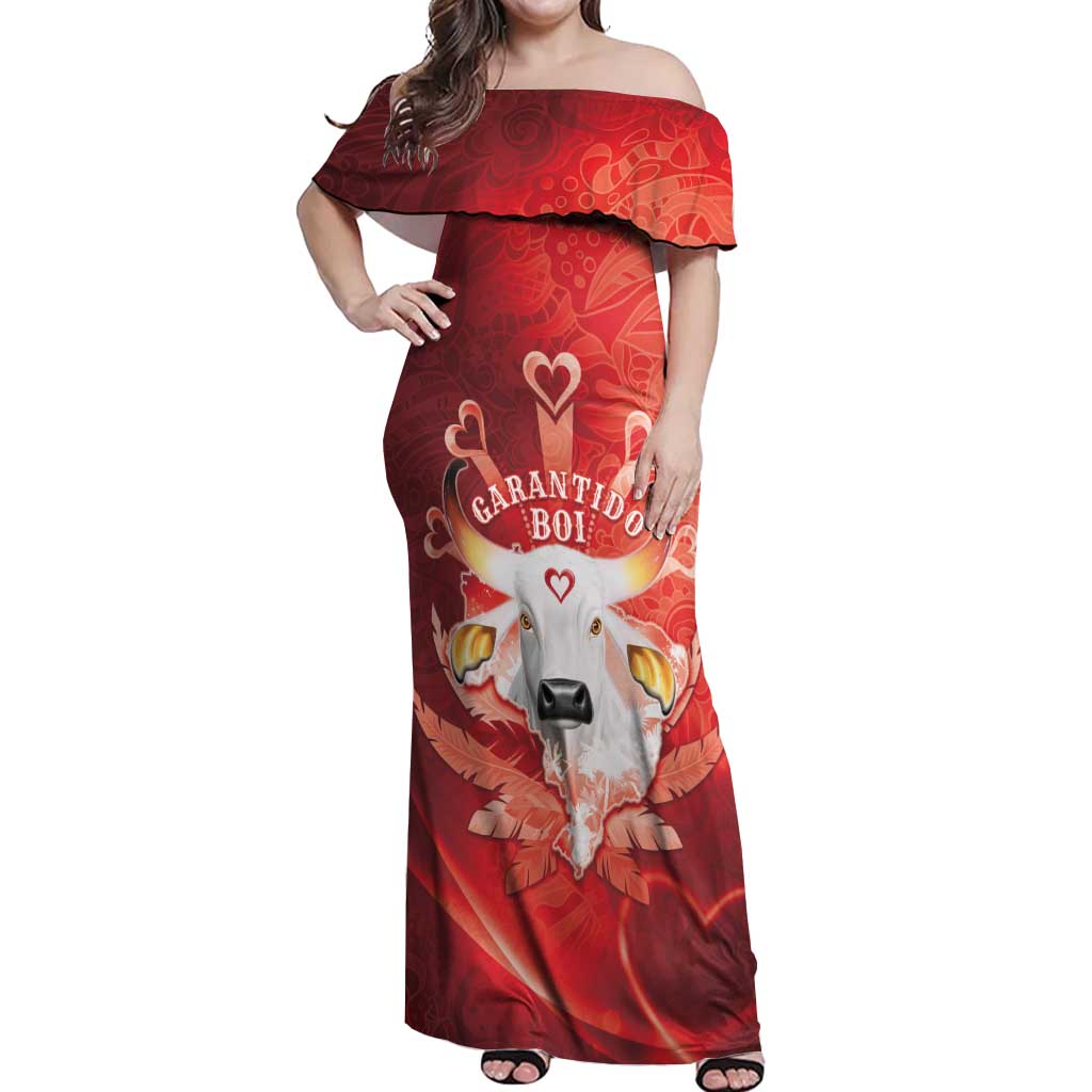 Personalized Boi Garantido Off Shoulder Maxi Dress Brazil Folklore Festival - Wonder Print Shop