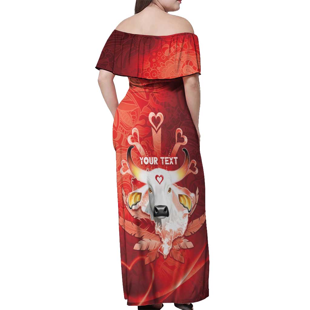 Personalized Boi Garantido Off Shoulder Maxi Dress Brazil Folklore Festival - Wonder Print Shop