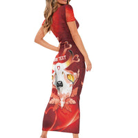Personalized Boi Garantido Short Sleeve Bodycon Dress Brazil Folklore Festival - Wonder Print Shop