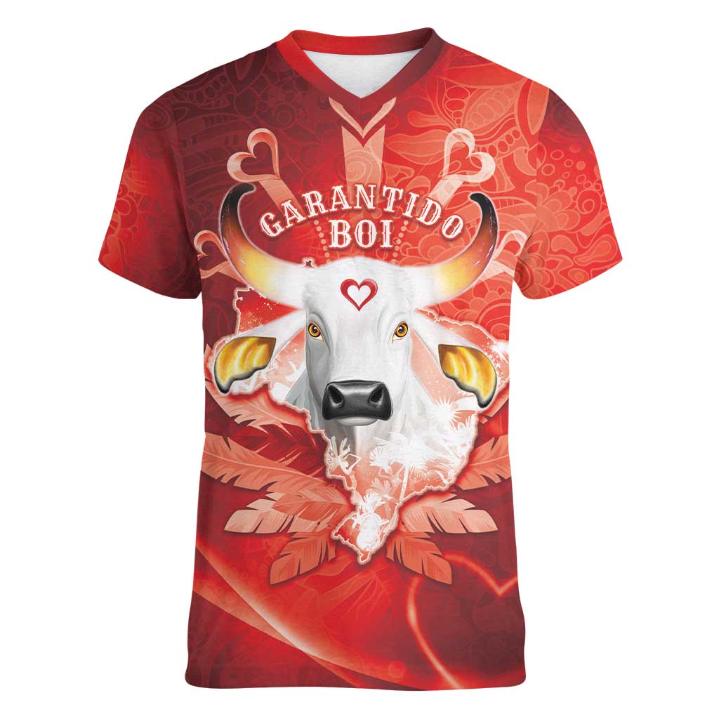 Personalized Boi Garantido Women V-Neck T-Shirt Brazil Folklore Festival - Wonder Print Shop