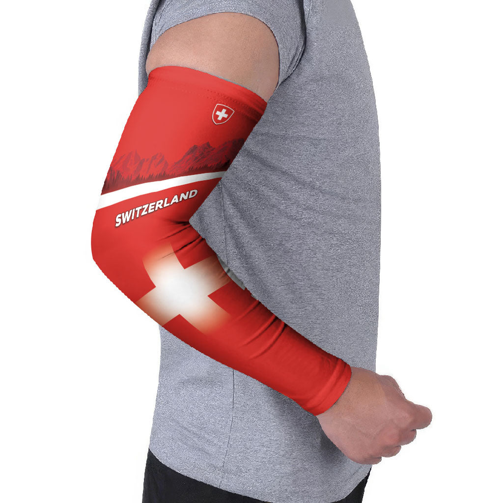 Custom Switzerland Football 2026 Arm Sleeves Swiss Alps Special Style