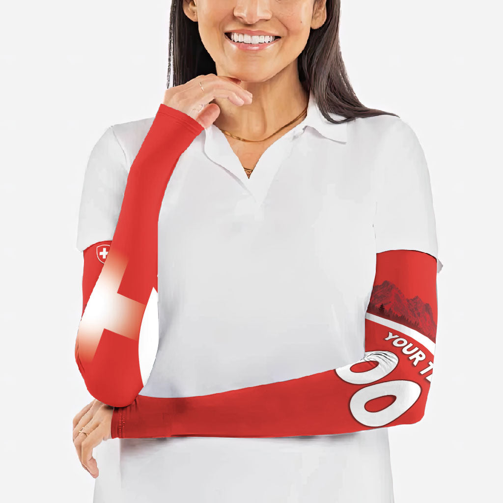 Custom Switzerland Football 2026 Arm Sleeves Swiss Alps Special Style