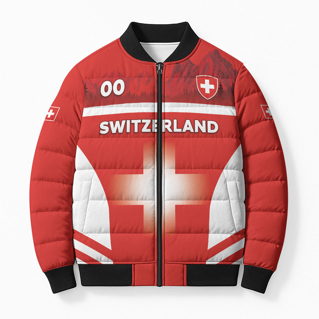 Custom Switzerland Football 2026 Bomber Puffer Jacket Swiss Alps Special Style
