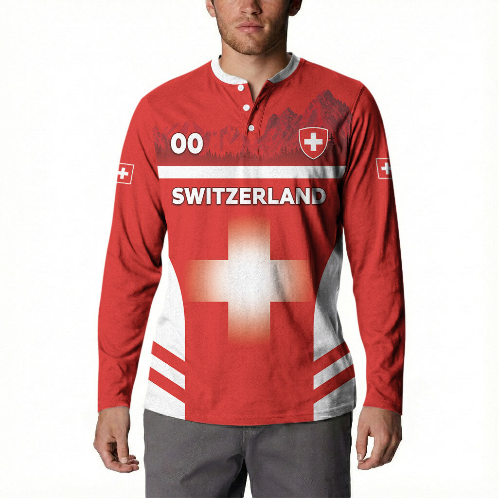Custom Switzerland Football 2026 Button Sweatshirt Swiss Alps Special Style