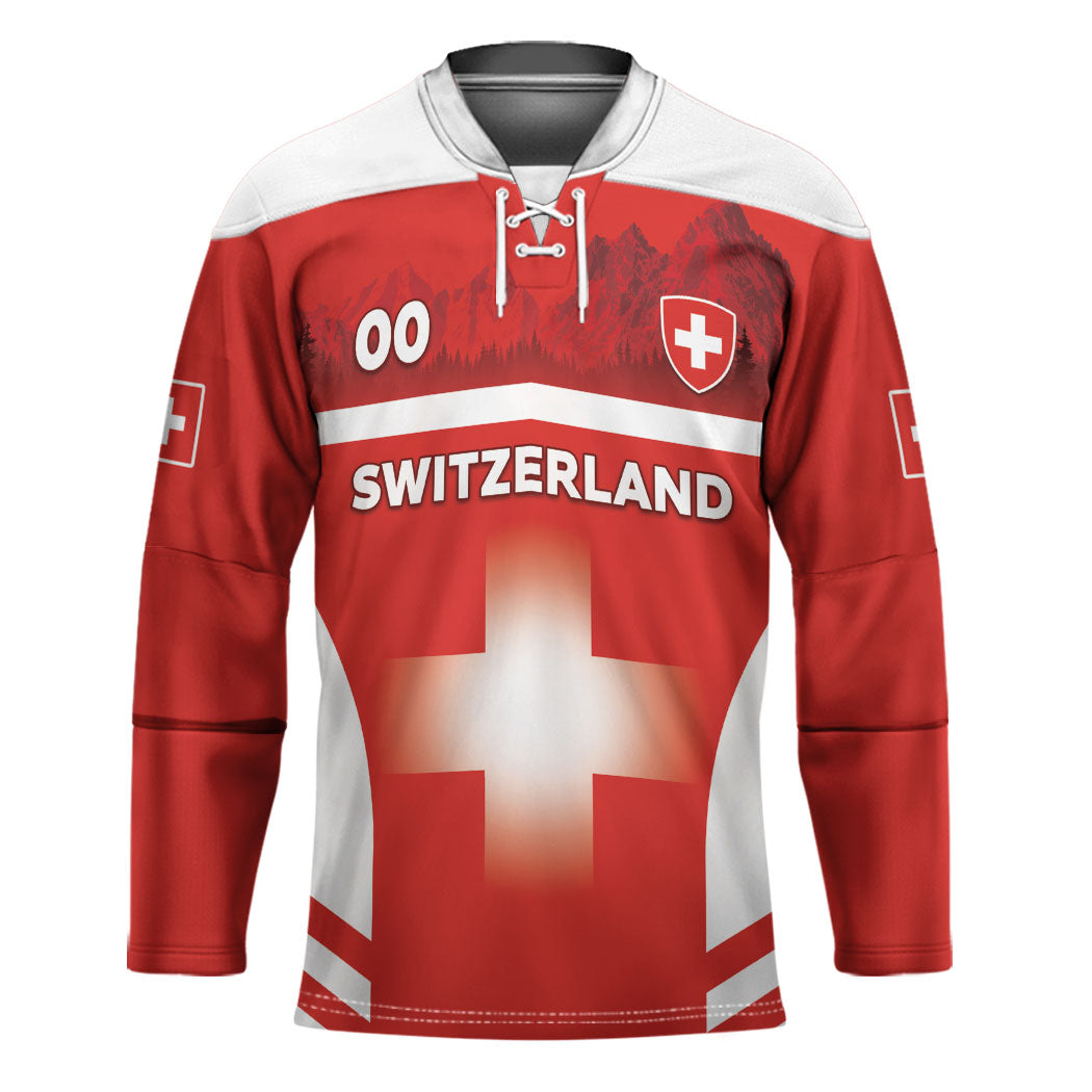 Custom Switzerland Football 2026 Hockey Jersey Swiss Alps Special Style