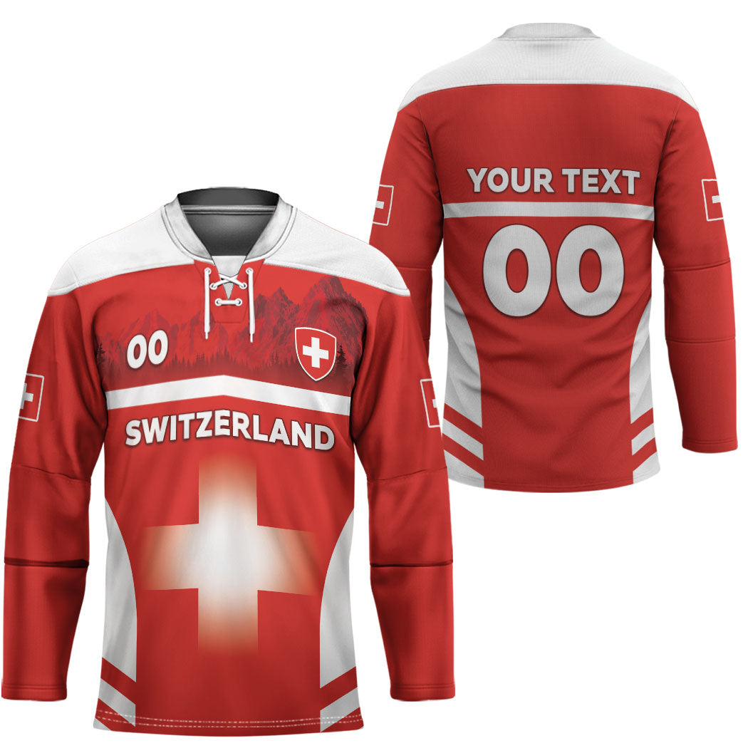 Custom Switzerland Football 2026 Hockey Jersey Swiss Alps Special Style