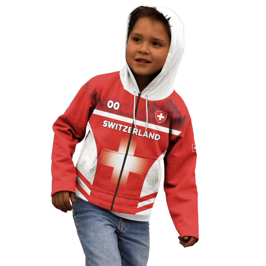 Custom Switzerland Football 2026 Kid Hoodie Swiss Alps Special Style