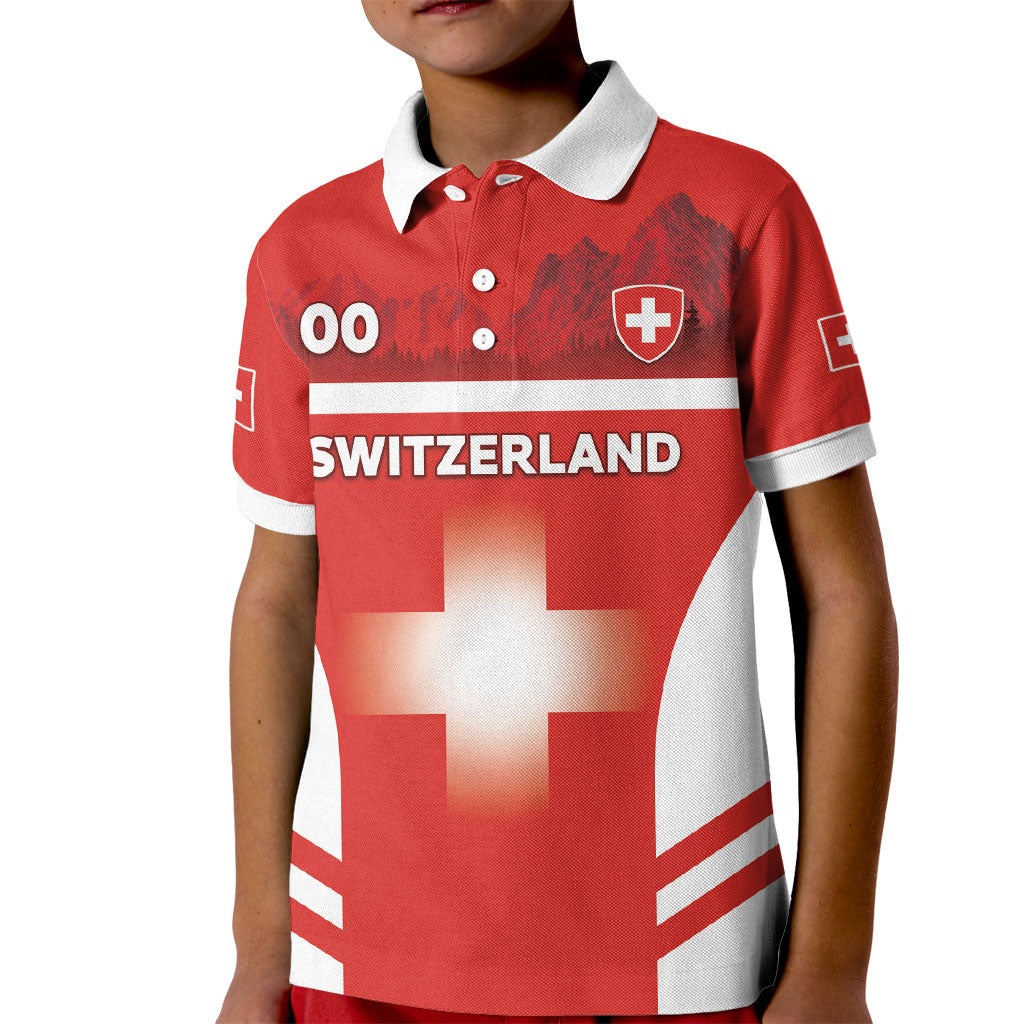 Custom Switzerland Football 2026 Kid Polo Shirt Swiss Alps Special Style
