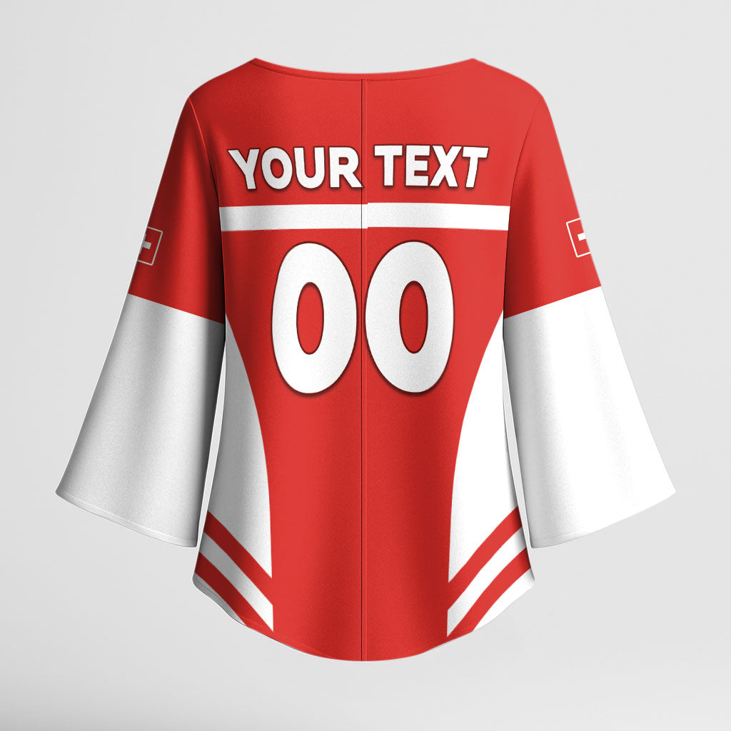 Custom Switzerland Football 2026 Kimono Sleeve Blouse Swiss Alps Special Style