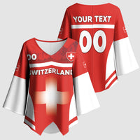 Custom Switzerland Football 2026 Kimono Sleeve Blouse Swiss Alps Special Style