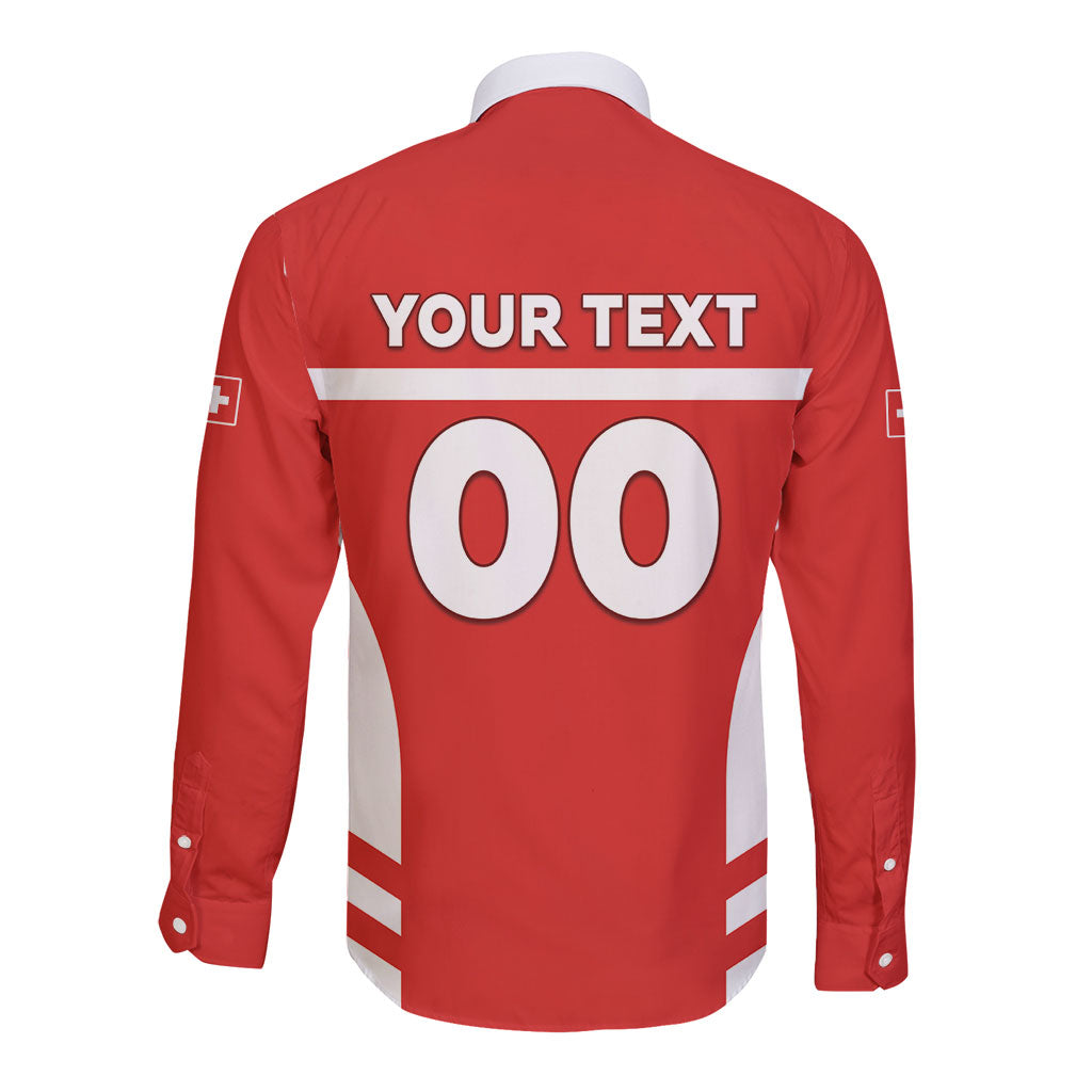 Custom Switzerland Football 2026 Long Sleeve Button Shirt Swiss Alps Special Style
