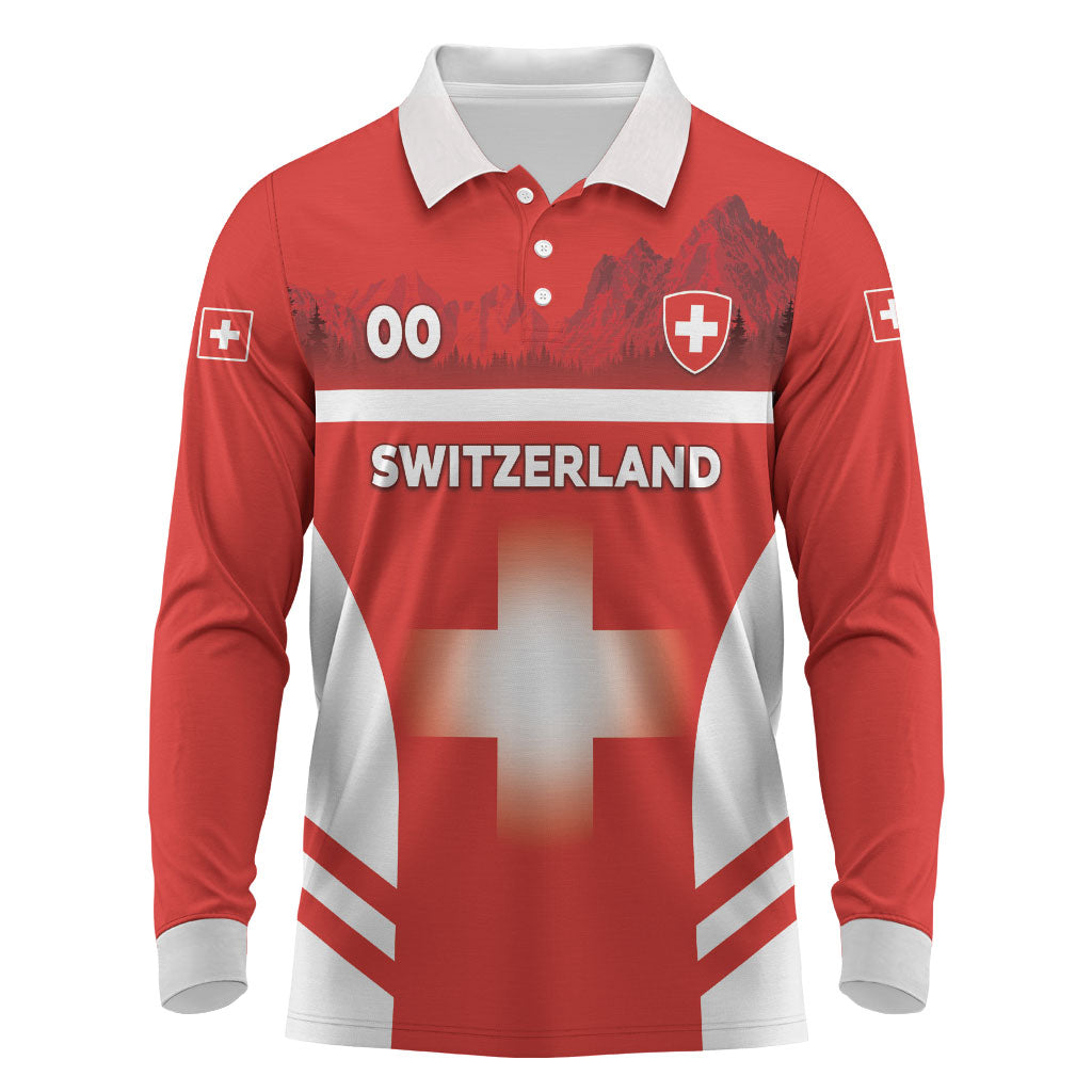 Custom Switzerland Football 2026 Long Sleeve Polo Shirt Swiss Alps Special Style