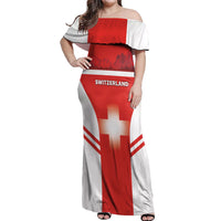 Custom Switzerland Football 2026 Off Shoulder Maxi Dress Swiss Alps Special Style