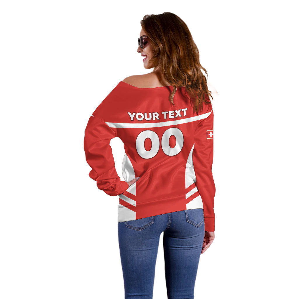 Custom Switzerland Football 2026 Off Shoulder Sweater Swiss Alps Special Style