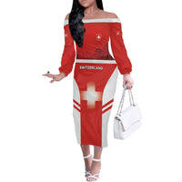 Custom Switzerland Football 2026 Off The Shoulder Long Sleeve Dress Swiss Alps Special Style