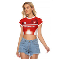 Custom Switzerland Football 2026 Raglan Cropped T Shirt Swiss Alps Special Style