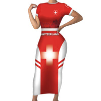 Custom Switzerland Football 2026 Short Sleeve Bodycon Dress Swiss Alps Special Style