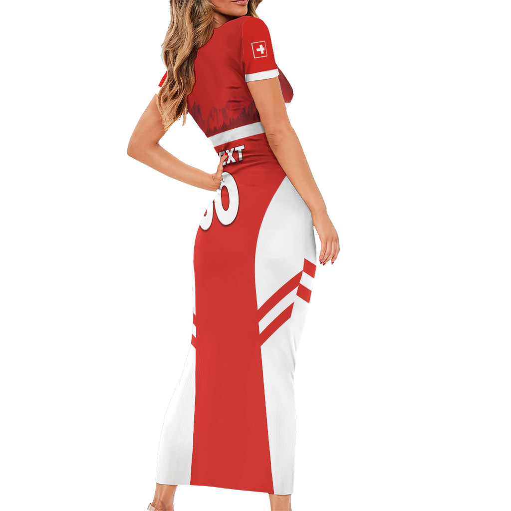 Custom Switzerland Football 2026 Short Sleeve Bodycon Dress Swiss Alps Special Style