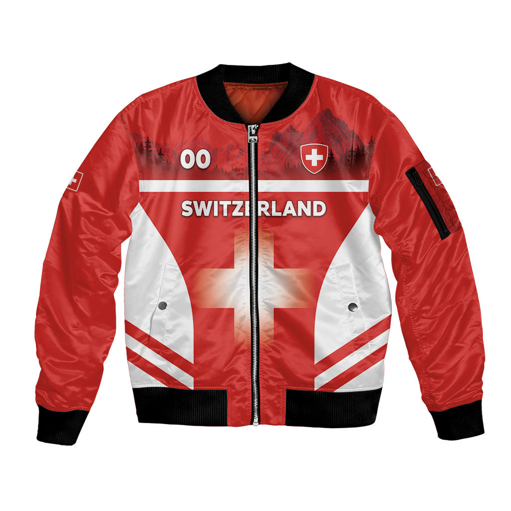 Custom Switzerland Football 2026 Sleeve Zip Bomber Jacket Swiss Alps Special Style