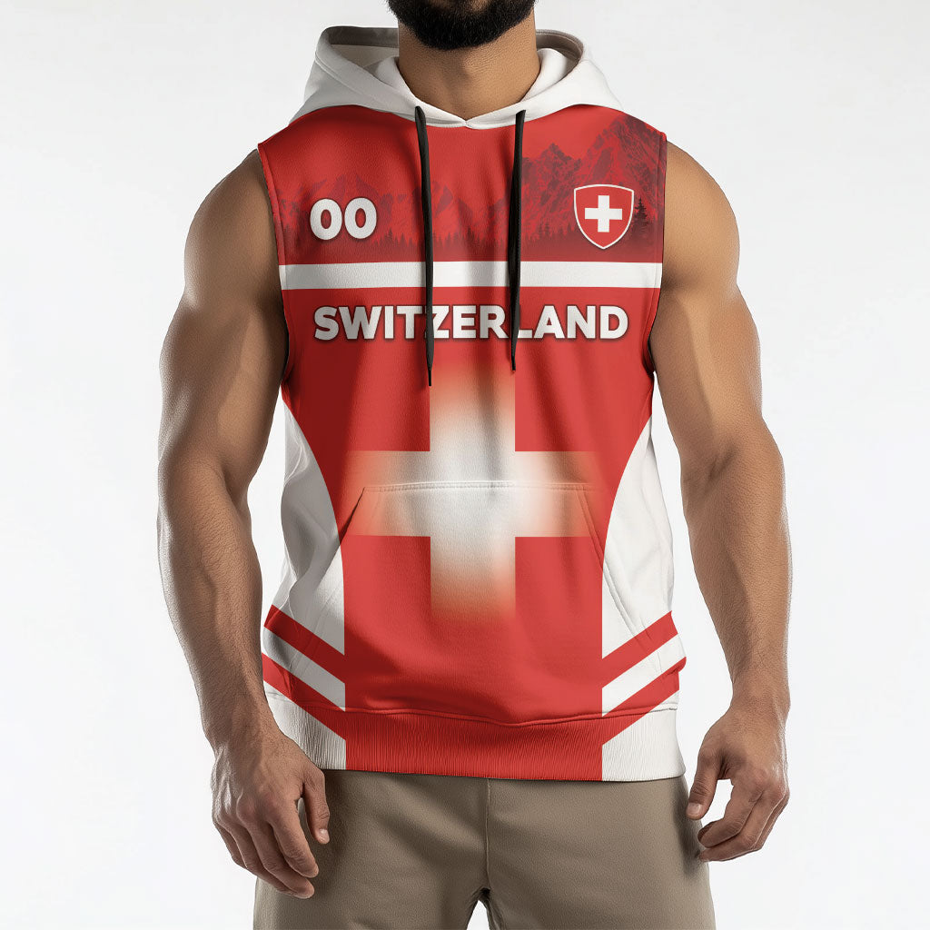 Custom Switzerland Football 2026 Sleeveless Hoodie Swiss Alps Special Style