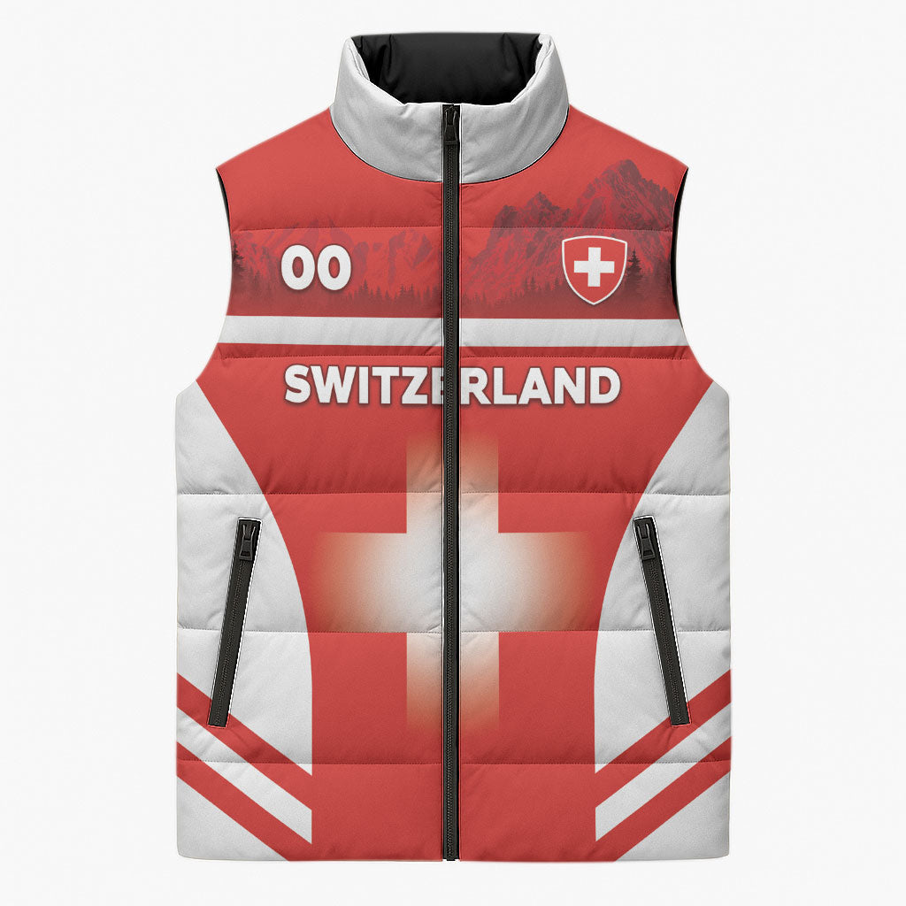 Custom Switzerland Football 2026 Sleeveless Puffer Jacket Swiss Alps Special Style