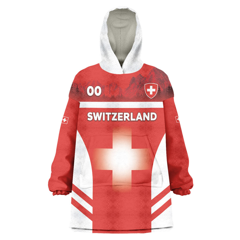 Custom Switzerland Football 2026 Wearable Blanket Hoodie Swiss Alps Special Style