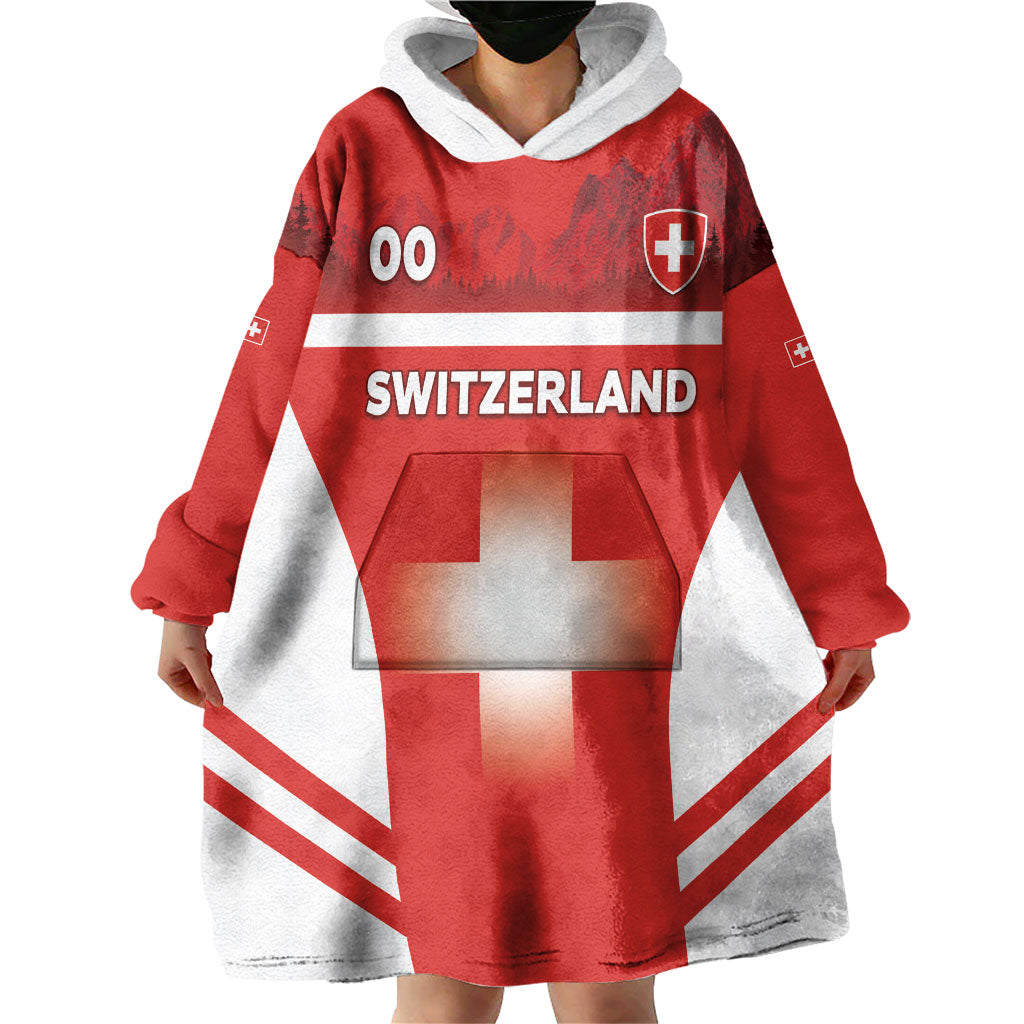 Custom Switzerland Football 2026 Wearable Blanket Hoodie Swiss Alps Special Style