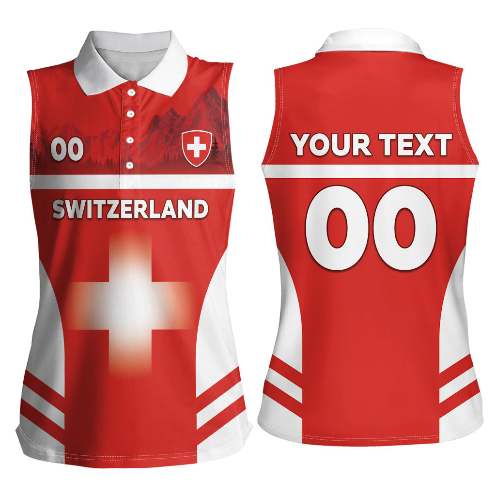 Custom Switzerland Football 2026 Women Sleeveless Polo Shirt Swiss Alps Special Style