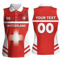 Custom Switzerland Football 2026 Women Sleeveless Polo Shirt Swiss Alps Special Style