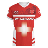 Custom Switzerland Football 2026 Women V-Neck T-Shirt Swiss Alps Special Style