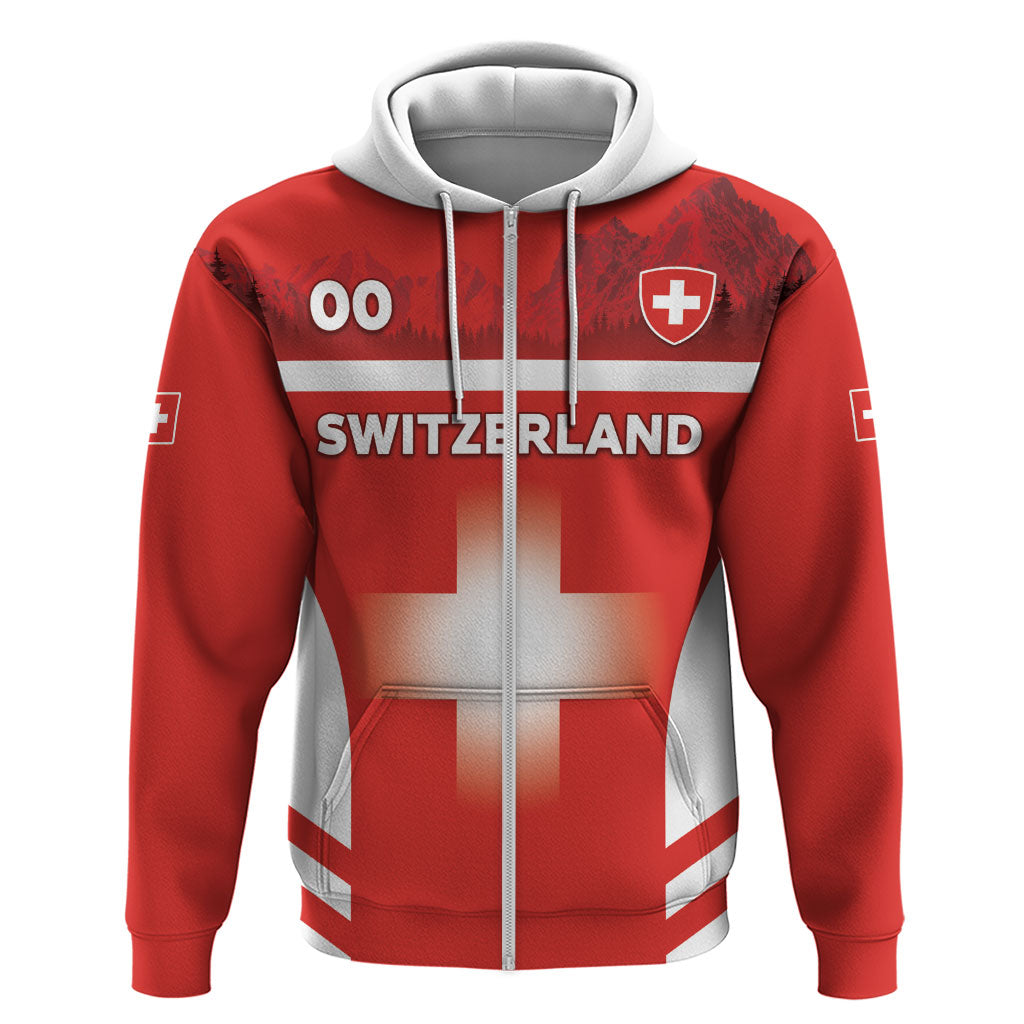 Custom Switzerland Football 2026 Zip Hoodie Swiss Alps Special Style