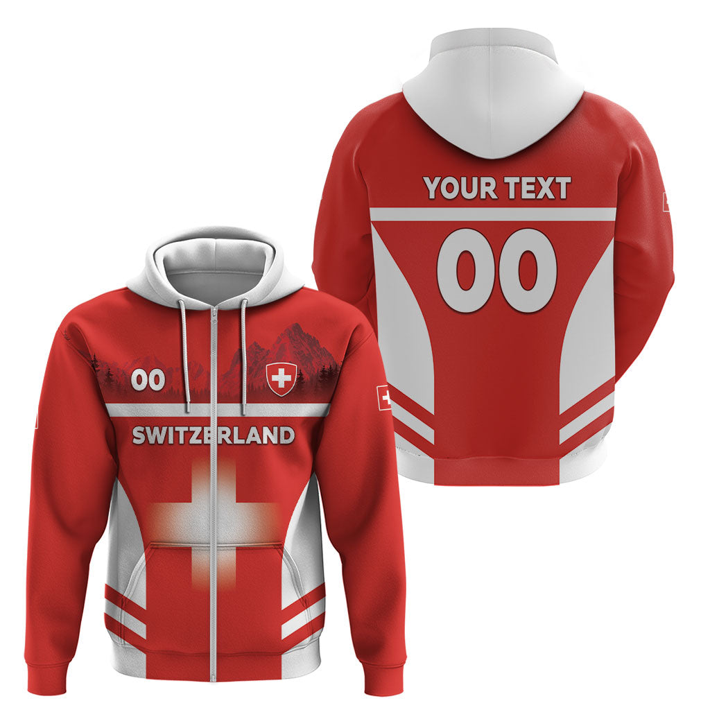 Custom Switzerland Football 2026 Zip Hoodie Swiss Alps Special Style