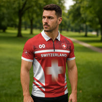 Custom Switzerland Football 2026 Zipper Polo Shirt Swiss Alps Special Style
