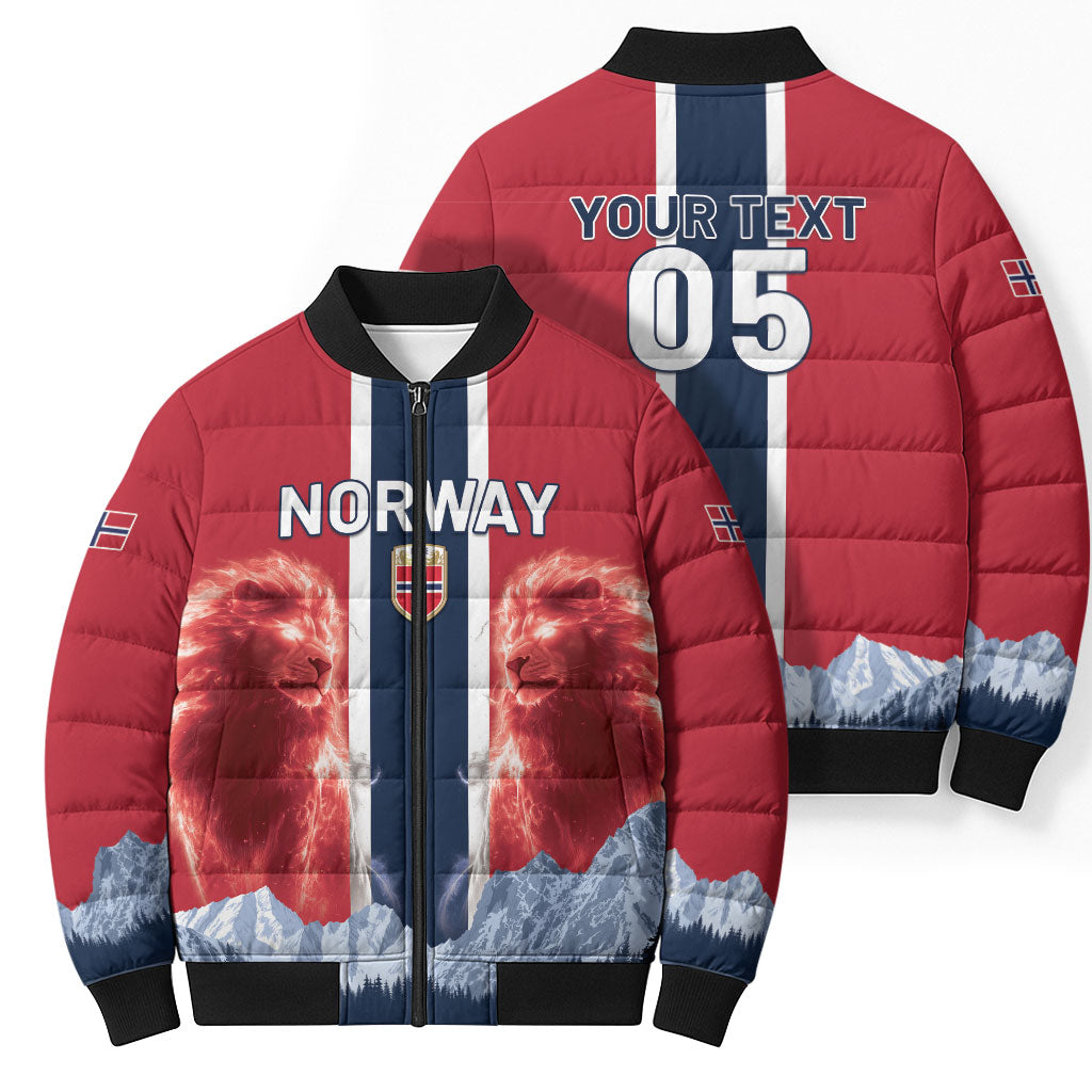 Custom Norway Football 2026 Bomber Puffer Jacket Norge On Top