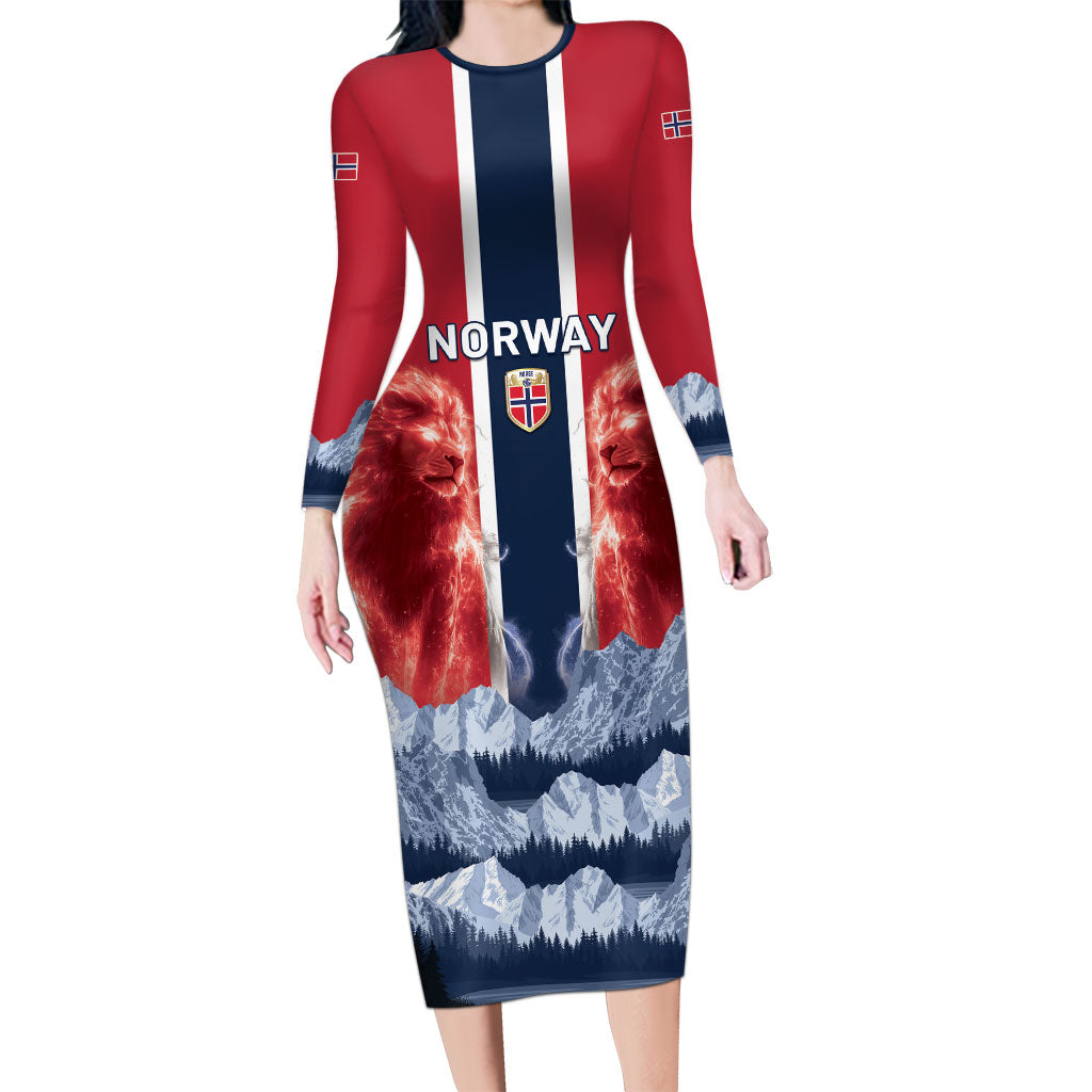 Custom Norway Football 2026 Long Sleeve Bodycon Dress Norge On Top