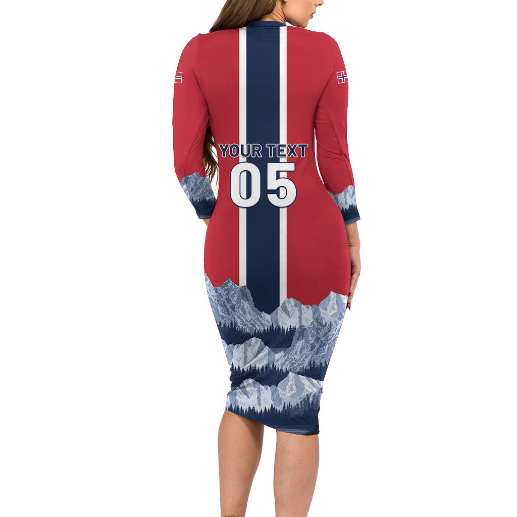 Custom Norway Football 2026 Long Sleeve Bodycon Dress Norge On Top