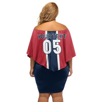 Custom Norway Football 2026 Off Shoulder Short Dress Norge On Top